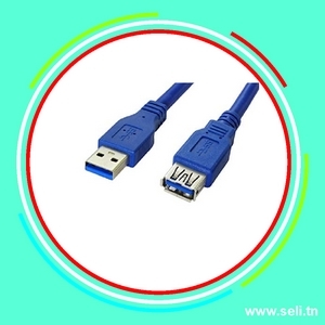 CORDON PROLONGATEUR USB 1.5M AM/AF 2.0V 4C M+F.Arduino tunisie